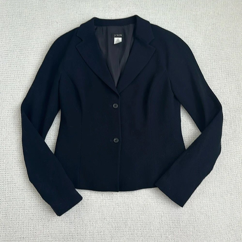 J Crew 100% Wool Black Blazer Size 10